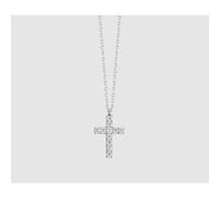 COLLANA DONNA IN ACCIAIO CON CROCE E ZIRCONI BIANCHI