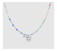 COLLANA DONNA IN ACCIAIO CON FARFALLA, CRISTALLO E PIETRE CON SMALTO MULTICOLOR