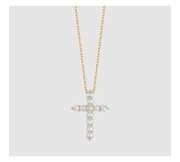 COLLANA DONNA IN ACCIAIO IP GOLD CON CROCE CON CRISTALLI BIANCHI