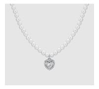 COLLANA DONNA IN ACCIAIO PERLE E CUORE ZIRCONE BIANCO