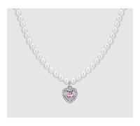 COLLANA DONNA IN ACCIAIO PERLE E CUORE ZIRCONE ROSA
