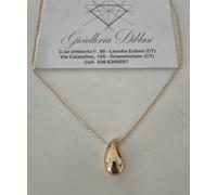 COLLANA Donna In ORO GIALLO 18 KARATI 750% Con Ciondolo A GOCCIA Lucida Liscia