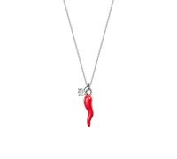 Collana Donna Luca Barra CK2084 In Acciaio Con Cornetto Rosso E Punto Luce