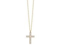 Collana Donna Luca Barra CK2087 In Acciaio Dorato Con Croce E Zirconi