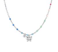 Collana Donna Luca Barra CK2180 In Acciaio Con Smalto Multicolore E Farfalla