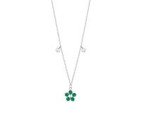 Collana Donna Luca Barra CK2197 In Acciaio Con Fiore E Zirconi Verdi
