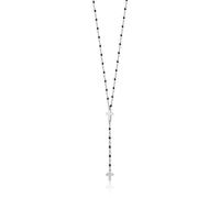 Collana Donna Luca Barra In Acciaio Con Croce E Inserti In Smalto Nero CK1833