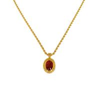 Collana Donna Lunga Rossa, Collana Donna Pietra Ovale Vintage Placcato in Oro Gioielli per Amico 50Cm