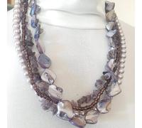 Collana donna madreperla, perle faux e ametista