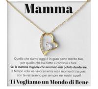 Collana Donna Mamma Dorata Amore Finitura in Oro, Argento Idee Regali per lei Nonna Compleanno Natale - Cofanetto con DEDICA incluso (Oro - Mamma)