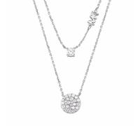 Michael Kors - Collana da Donna in Argento Sterling a Doppio Strato con Disco con pavé, MKC1591AN040
