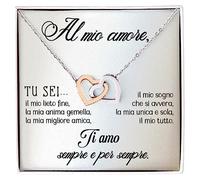 Collana Donna Moglie Amore Fidanzata Argento Idee Regali per lei, Anniversario Matrimonio Compleanno o Natale - Cofanetto con DEDICA incluso (Oro - Al mio Amore 2)