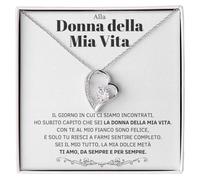 Collana Donna Moglie Amore Fidanzata Argento Idee Regali per lei, Anniversario Matrimonio Compleanno o Natale - Cofanetto con DEDICA incluso (Argento - Alla Donna della Mia Vita)