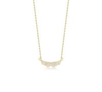 Collana Donna Oro 9K Vero Giallo, Collana Lunga Moda Bianco Diamante Creato In Laboratorio Ciondolo Catenina Gioielli Ala D'Angelo Oro 40+5cm