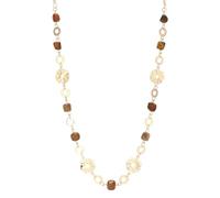 Collana Donna Oro a Catena Lunga Collana Lunghe Boho con Perline di Pietre Naturali Irregolare Gioiello Elegante per Matrimoni Feste Regali di Compleanno Bigiotteria Oro(Brown)