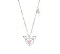 Collana Donna Oro Bianco 18K 750, Collana con Ciondolo Lungo Zaffiro Rosa Creato In Laboratorio Catenina con Moissanite Frecce Delle Ali Dell'Amore