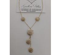 COLLANA Donna ORO Bicolore GIALLO BIANCO 18 Karati 750% CON PENDENTE Diamantato
