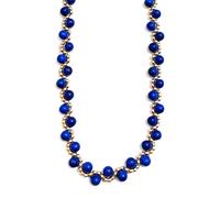 Collana donna oro giallo 18 kt 50 cm e lapis 4 mm gioiello elegante con pietra lapislazzuli inttrecciata gioiello donna vintage artigianale