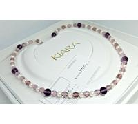 COLLANA DONNA PERLE E CRISTALLI AMETISTA KIARA CIELO VENEZIA,ARGENTO 925, 60Cm