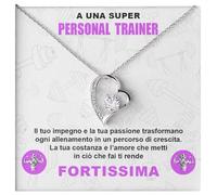 Collana Donna Personal Trainer idea regalo compleanno - Finitura in Argento, Oro Gioiello Compleanno o Natale Idee Regali Personal Trainer Ciondolo - Cofanetto con DEDICA incluso (Personal Trainer)