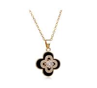 Collana Donna Quadrifoglio Gioielli Ciondolo a Forma di Foglia Fortunata con Zirconia Cubica Ruotabile di Gioielli per Donne Ragazze Figlia Fidanzata Moglie Compleanno Anniversario Festa Della Mamma
