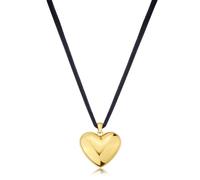 Sagapo Collana Choker Donna Velluto Nero Cuore Acciaio e Dorato SSE15 SSE16
