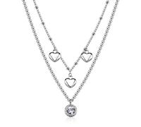 Collana Donna S'Agapõ Acciaio Girocollo Doppio Cristalli Cuore