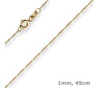 Collana Donna Singapur 1mm Oro 333 Giallo 45cm Schmuck Krone Nuova