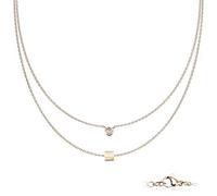 Collana doppia in acciaio chirurgico con pendente rotondo e rettangolare TS-PN-0016