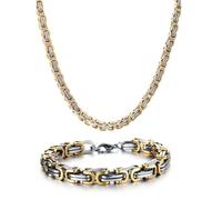 Collana e Bracciale, catena UOMO Nero Oro Argento ,Acciaio inox S.Steel 316L 6mm