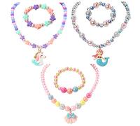 Collana e Bracciale con Perline per Bambini, 3 Set, Gioielli per Bambine in Scatola, Borse per Bomboniere per Bambini, Miglior Regalo per Bambini, 302