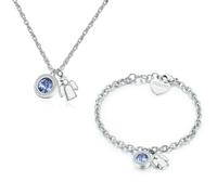 Bracciale LUCKY LIGHT in acciaio con angioletto eswarovski light sapphire S'Agap