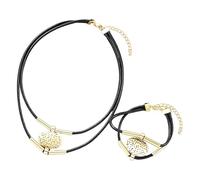 Collana E Bracciale Set Gioielli Fantasia Doppia Catena In Corda