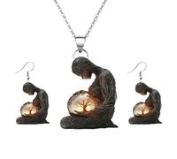 Collana e orecchini per la festa della mamma | Set di gioielli piatti 2D in acrilico per la mamma | per abbigliamento, forniture per le vacanze per donne, nonne e mogli