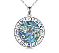 Collana egiziana in argento Sterling 925 con ciondolo a forma di occhio di Horus di Anubi Ankh con ciondolo a forma di scarabeo egiziano, regalo per uomini e donne, in argento Sterling, senza pietre
