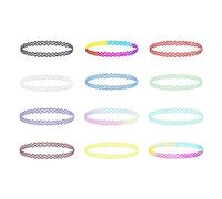 Collana Elastica 12 pezzi, Tattoo Choker Girocollo Collane Set Moda Gioielli Elasticizzato Tatuaggio Gothic Stretch Collana Girocollo per Donna Ragazze, Più Colori