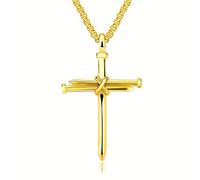 Collana europea per acciaio per collana a croce classica semplice e selvaggia in acciaio inox chiodo croce ciondolo, Misura unica, come descritto, come descritto