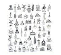 Collana fai da te con ciondolo, 60 pezzi, mini argento e metallo, architettura estetica, kit per matrimonio, piccolo braccialetto, perla, decorazione, set fai da te, orecchini, portachiavi, accessori