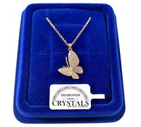 Collana Farfalla 3D pl. oro Giallo 18k Girocollo con Cristalli Zirconi S/75