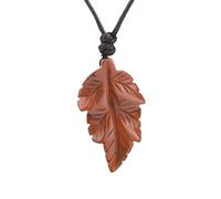Collana Fatta A Mano con Foglia D'Acero Incisa E Pietra Di Cristallo Per Donna E Uomo, Collana Girocollo Alla Moda Autunnale con Ciondolo In Pietra Preziosa Energetica con Cordino Regolabile In Dias