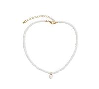 Collana fatta a mano con perline di riso semplici a forma di cuore di Collana di perline pieghevole geometrica per l'abbigliamento quotidiano da donna Collane Di Coppie per Fidanzato (White, One Size)