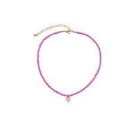 Collana fatta a mano con perline di riso semplici a forma di cuore di Collana di perline pieghevole geometrica per l'abbigliamento quotidiano da donna Collane Di Coppie per Fidanzato (Pink, One Size)