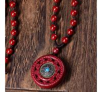 Collana Feng Shui, ciondolo buddista, collana di cristallo di cinabro Collana buddista di mantra a sei caratteri Ciondolo portafortuna Talismano Collana di quarzo da meditazione in pietra naturale for