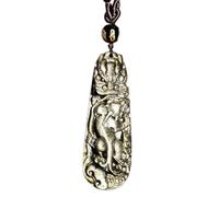 collana Feng Shui Guarigione Collana di Cristallo Collana con Ciondolo Pixiu Fortunato Occhio Arcobaleno Naturale Ossidiana Collana con Ciondolo in Ossidiana Dorata Amuleto Attira Prosperità Amore For