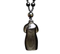 collana Feng Shui Guarigione Collana di Cristallo Collana di Fascino Cheongsam Fortunato Occhio Arcobaleno Naturale Ossidiana Amuleto di Ossidiana Dorata Attirare Prosperità Amore Fortuna Denaro, Cord