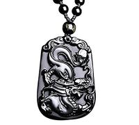 collana Feng Shui Guarigione Collana di Cristallo Fortunato Zodiaco Animali Charm Collana di Equilibrio Collana di Ossidiana Naturale for Natarl Anno Ricchezza Amuleto Attrarre Prosperità Amore Fortun