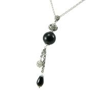 Collana filigrana sarda argento bottone su coccu onice nero portafortuna sardo