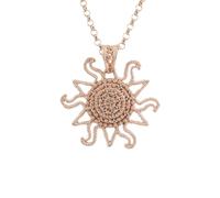 Collana filigrana sarda in argento PVD rosa pendente corbula sole con zirconi