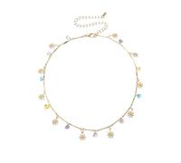 Collana floreale da donna-Ciondolo con margherita multicolore vibrante su catena delicata, Summer Festival Boho Choker con clavicola regalo