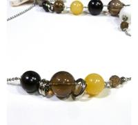 COLLANA FOSSIL DONNA COLLANA ACCIAIO INOX Big Beads quarzo fumè JF85350040 NUOVA